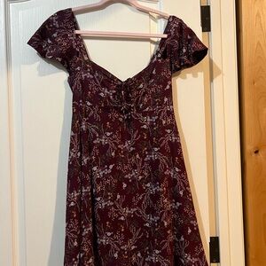 Elegant Floral Burgundy Dress